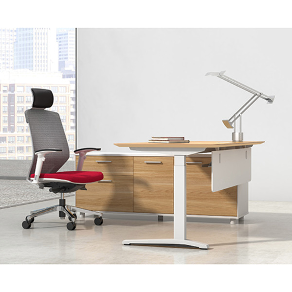 Potenza Height Adjustable Executive Sit Stand Desk With Cabinet Return